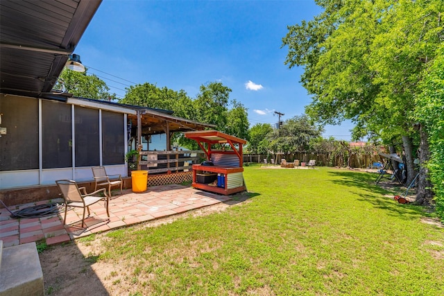 4925 Terrace Trl, Fort Worth, TX 76114 - fenced backyard with a patio area, a jacuzzi, and a sunroom