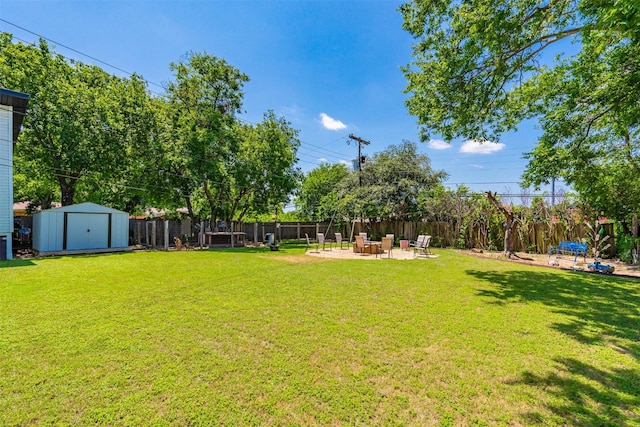4925 Terrace Trl, Fort Worth, TX 76114 - fenced backyard featuring a shed and a patio