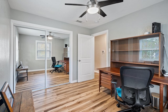1725 Engle Ave, Dallas, TX 75224 - office space featuring a ceiling fan and light wood-style flooring