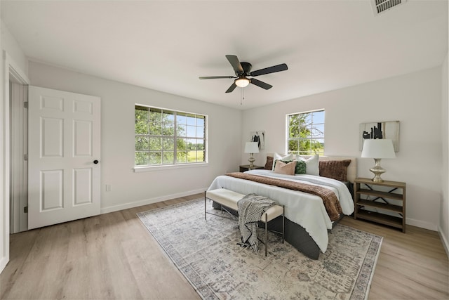 1012 W Trinity St, Groesbeck, TX 76642 - bedroom with light wood-style flooring and a ceiling fan