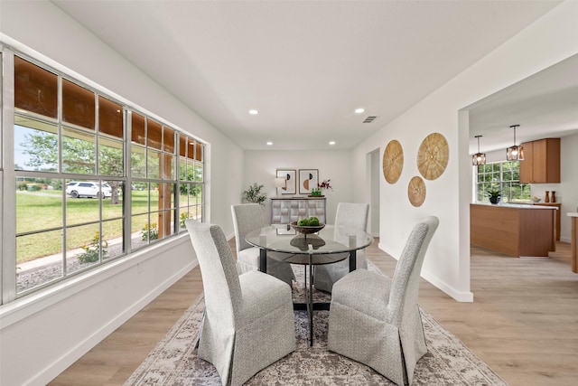 1012 W Trinity St, Groesbeck, TX 76642 - dining room with light wood-style floors and recessed lighting