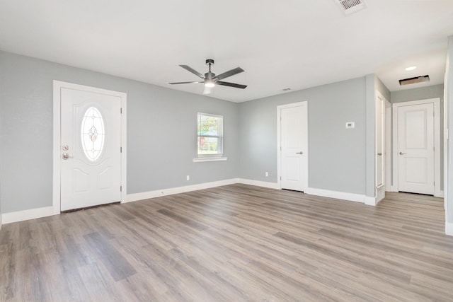 3828 Pacesetter Dr, Dallas, TX 75241 - entryway featuring ceiling fan and light wood-type flooring