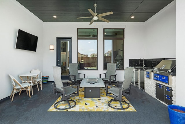 1833 Rolling Heights Ln, Fort Worth, TX 76008 - view of patio / terrace with a ceiling fan, an outdoor fire pit, and area for grilling