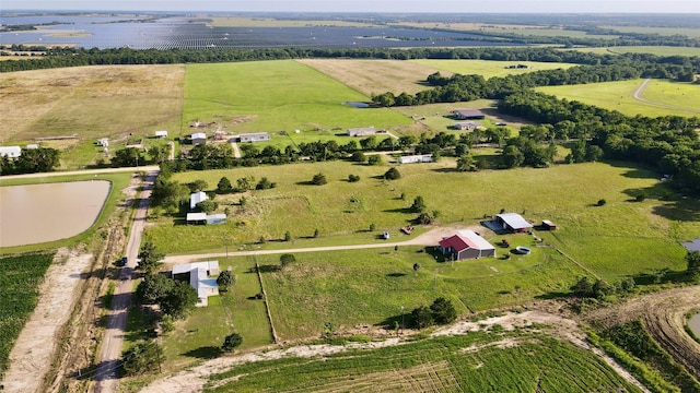 1170 County Road 34020, Brookston, TX 75421 - aerial view of property and surrounding area featuring rural landscape, abundant farmland, and a nearby body of water
