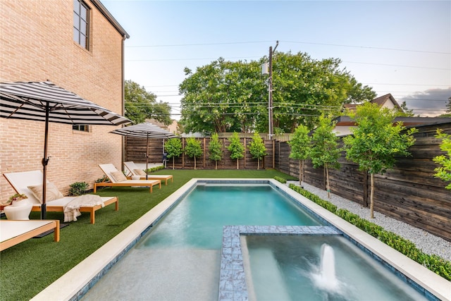 7226 Colgate Ave, Dallas, TX 75225 - view of pool featuring a fenced backyard and a pool with connected hot tub