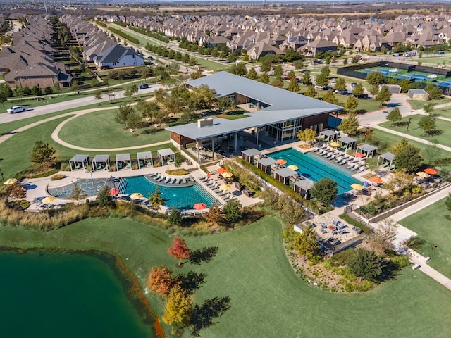 4541 Walnut Grove Ln, Prosper, TX 75078 - aerial view of property and surrounding area featuring a pool area and a large body of water