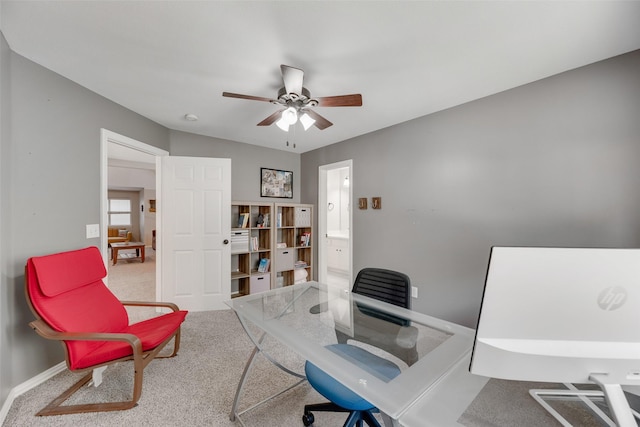 2621 Princeton Dr, Flower Mound, TX 75022 - home office with carpet and ceiling fan