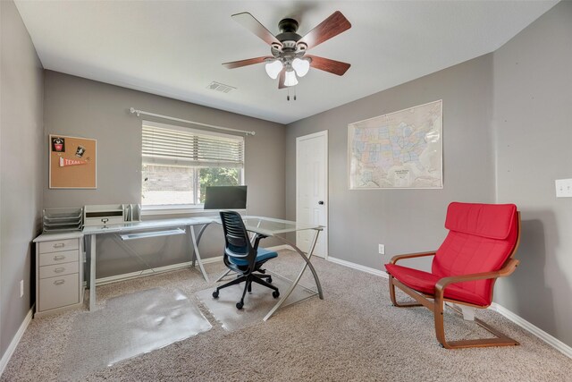 2621 Princeton Dr, Flower Mound, TX 75022 - carpeted office featuring ceiling fan and baseboards