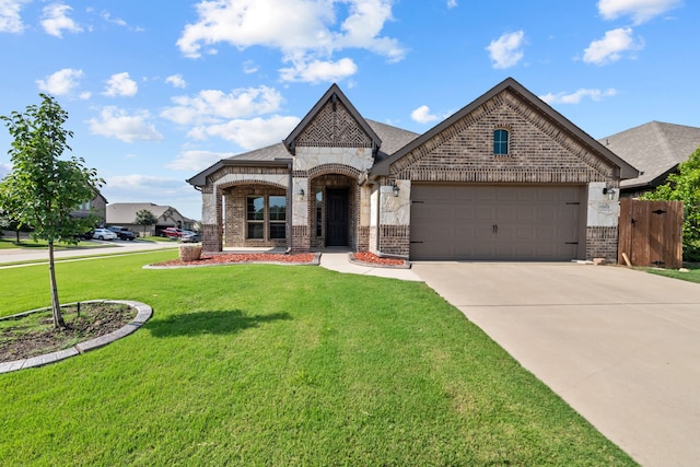 6001 Harwich Ln, Fort Worth, TX 76179 - french country inspired facade featuring brick siding, an attached garage, driveway, and roof with shingles