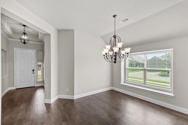 6001 Harwich Ln, Fort Worth, TX 76179 - entryway with a chandelier and dark wood-style floors