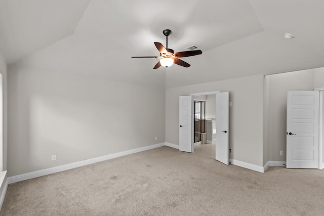 6001 Harwich Ln, Fort Worth, TX 76179 - unfurnished bedroom featuring light carpet, vaulted ceiling, and a ceiling fan