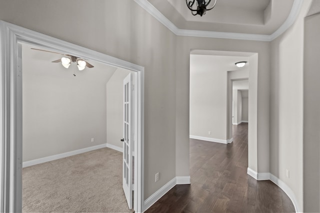 6001 Harwich Ln, Fort Worth, TX 76179 - hall featuring dark wood-type flooring and baseboards