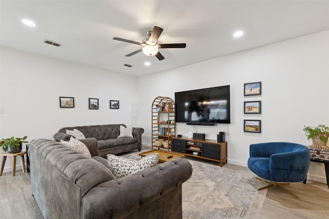 100 Tall Meadow St, Azle, TX 76020 - living area with a ceiling fan, light wood finished floors, and recessed lighting