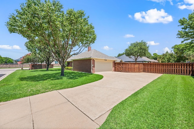 6700 Crane Rd, North Richland Hills, TX 76182 - view of front of home featuring brick siding, driveway, a garage, and a chimney