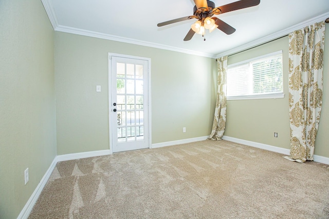 550 Briarwood Dr, Southlake, TX 76092 - carpeted empty room with ornamental molding, healthy amount of natural light, and a ceiling fan