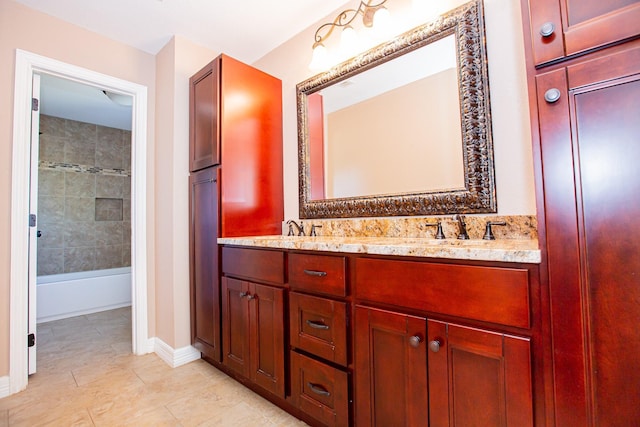 550 Briarwood Dr, Southlake, TX 76092 - full bathroom featuring double vanity, tile patterned flooring, and shower / washtub combination