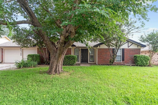 6708 Fair Meadows Dr, North Richland Hills, TX 76182 - view of front of house with brick siding, a front lawn, an attached garage, and concrete driveway