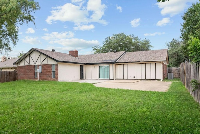 6708 Fair Meadows Dr, North Richland Hills, TX 76182 - back of house featuring a fenced backyard, a patio, brick siding, and a chimney