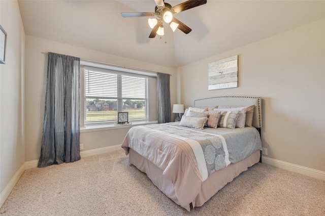 5005 Parkplace Dr, Denton, TX 76226 - carpeted bedroom with vaulted ceiling and ceiling fan