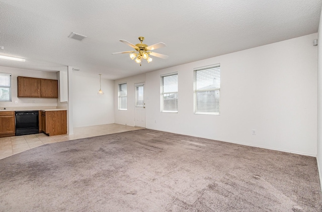 1428 Nimitz Way, Mesquite, TX 75181 - unfurnished living room with light carpet and ceiling fan