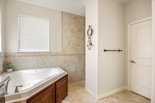 2030 Hills Ct, Stephenville, TX 76401 - full bathroom with a whirlpool tub, tile patterned floors, and a walk in shower