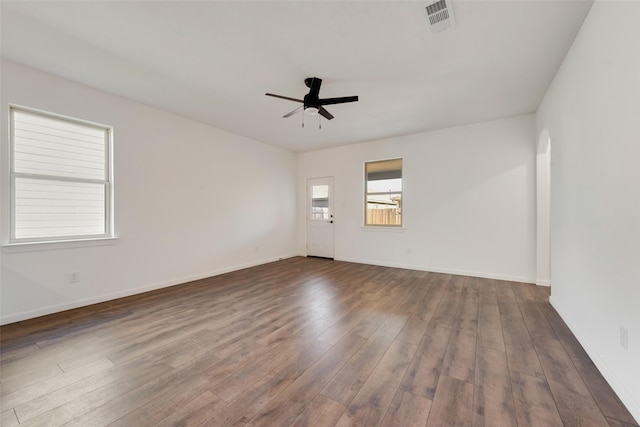 13625 Musselshell Dr, Ponder, TX 76259 - spare room featuring a ceiling fan and wood finished floors