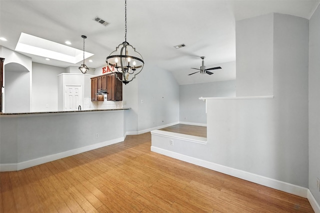 4917 Summer Oaks Ln, Fort Worth, TX 76123 - unfurnished living room with recessed lighting, a chandelier, ceiling fan, and light wood-type flooring