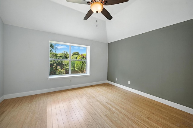 4917 Summer Oaks Ln, Fort Worth, TX 76123 - empty room featuring a ceiling fan, lofted ceiling, and light wood-type flooring