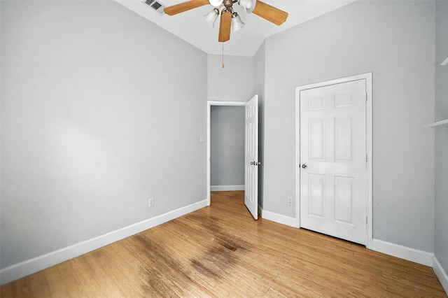 4917 Summer Oaks Ln, Fort Worth, TX 76123 - unfurnished bedroom featuring lofted ceiling, light wood-style floors, and a ceiling fan