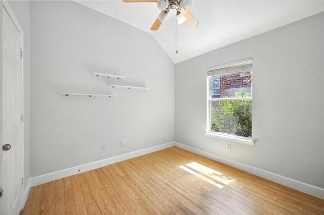 4917 Summer Oaks Ln, Fort Worth, TX 76123 - empty room with hardwood / wood-style floors, lofted ceiling, and a ceiling fan
