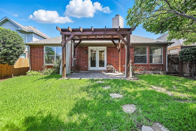 4917 Summer Oaks Ln, Fort Worth, TX 76123 - rear view of house featuring brick siding, a chimney, a patio, and a pergola