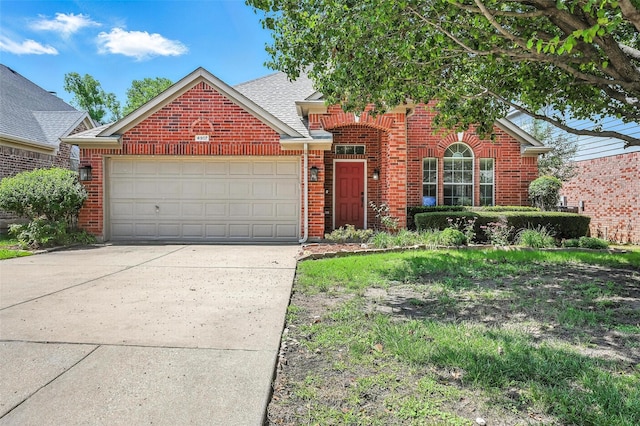 4917 Summer Oaks Ln, Fort Worth, TX 76123 - traditional-style home with brick siding, driveway, a garage, and roof with shingles