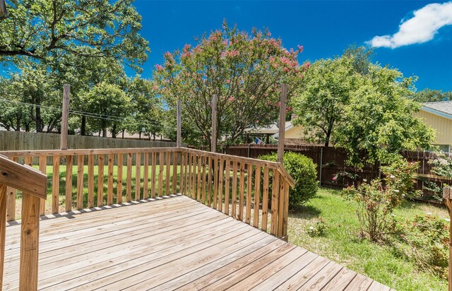 4300 Hidden Creek Dr, Arlington, TX 76016 - wooden terrace featuring a fenced backyard