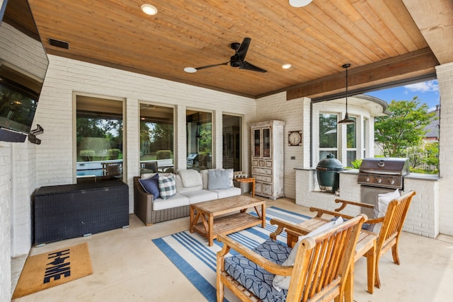 4705 Clydesdale Dr, Flower Mound, TX 75028 - view of patio with an outdoor kitchen, an outdoor living space, and a ceiling fan