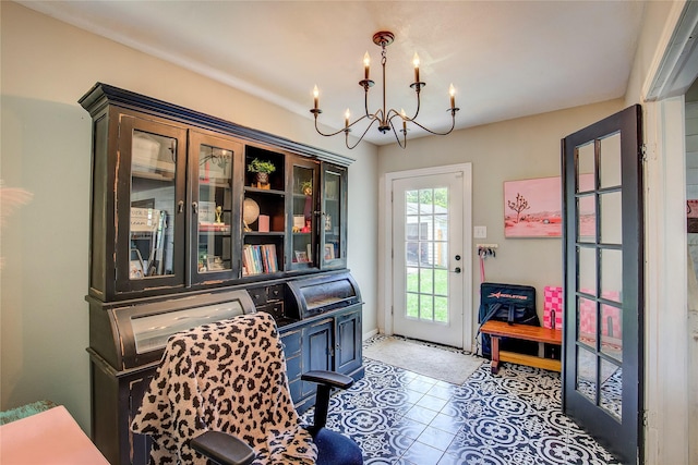 929 Church St, Sulphur Springs, TX 75482 - tiled office with a chandelier and baseboards