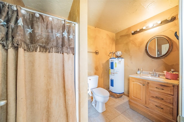 4555 Farm Rd Unit 1402, Mount Pleasant, TX 75455 - full bath featuring electric water heater, vanity, tile patterned floors, and curtained shower