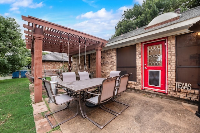 3302 Oxford Dr, Rowlett, TX 75088 - view of patio featuring a pergola and outdoor dining area