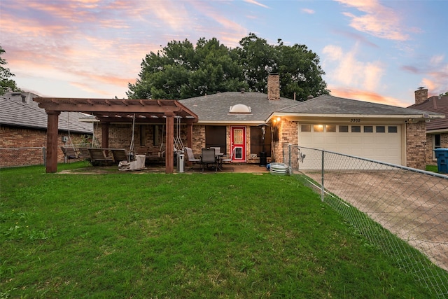 3302 Oxford Dr, Rowlett, TX 75088 - single story home featuring a garage, a pergola, brick siding, and driveway