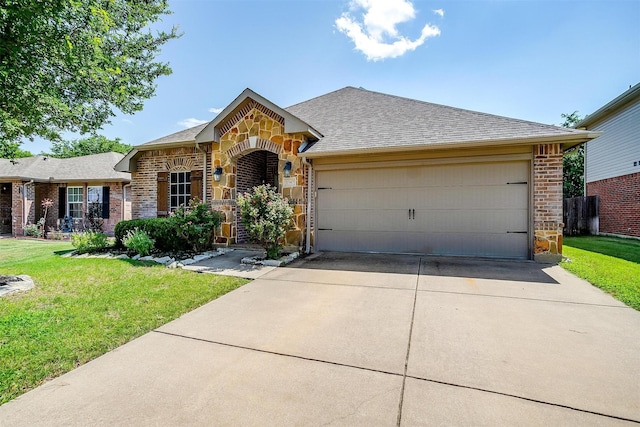 1347 Hillside Dr, Burleson, TX 76028 - view of front of home with brick siding, driveway, a garage, and a front lawn