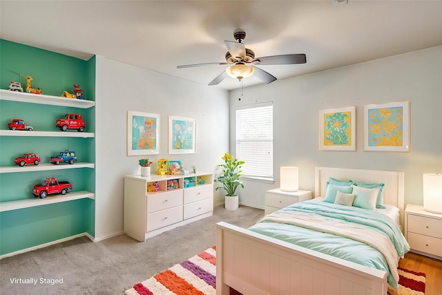 1347 Hillside Dr, Burleson, TX 76028 - bedroom with ceiling fan and light carpet