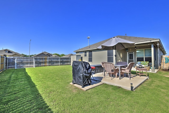 9657 Alderleaf Trl, Fort Worth, TX 76036 - fenced backyard featuring a patio and an outdoor living space