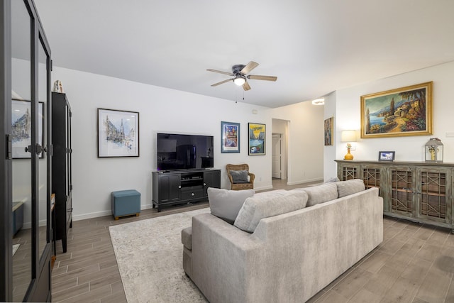 9657 Alderleaf Trl, Fort Worth, TX 76036 - living room featuring wood tiled floors and ceiling fan