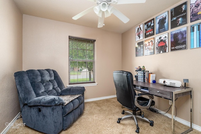 217 Sugarloaf Ave, Abilene, TX 79602 - carpeted home office with a ceiling fan and baseboards