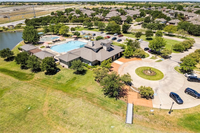 682 Cannon Dr, Fate, TX 75087 - bird's eye view of a pool area and a large body of water