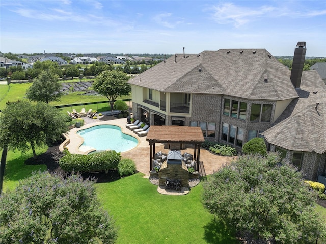 109 Old Vineyard Ln, Heath, TX 75032 - swimming pool with a patio, a fenced backyard, a gazebo, and an outdoor hangout area
