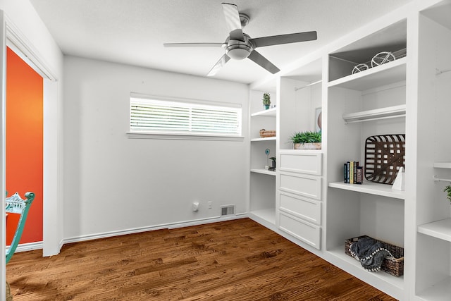 206 S Field St, Prosper, TX 75078 - laundry area featuring ceiling fan and wood finished floors