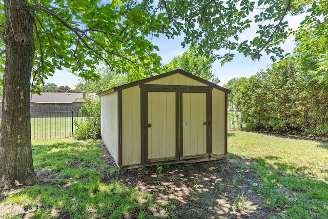 206 S Field St, Prosper, TX 75078 - view of shed featuring a fenced backyard