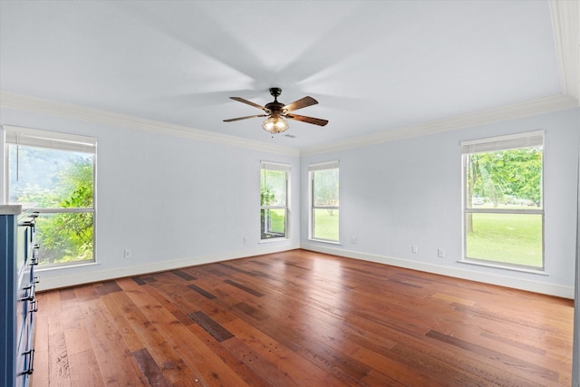119 Locust Ct, Oak Leaf, TX 75154 - empty room featuring crown molding, hardwood / wood-style flooring, and ceiling fan