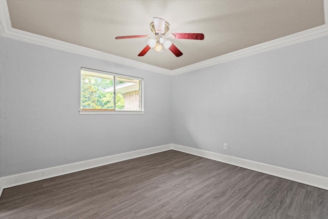 119 Locust Ct, Oak Leaf, TX 75154 - empty room featuring crown molding, ceiling fan, and dark wood-style flooring