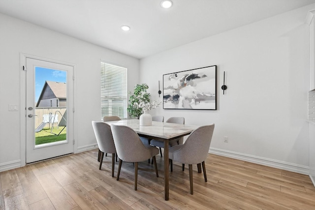 1213 Bonsmara Dr, Northlake, TX 76247 - dining area featuring light wood-style flooring and recessed lighting